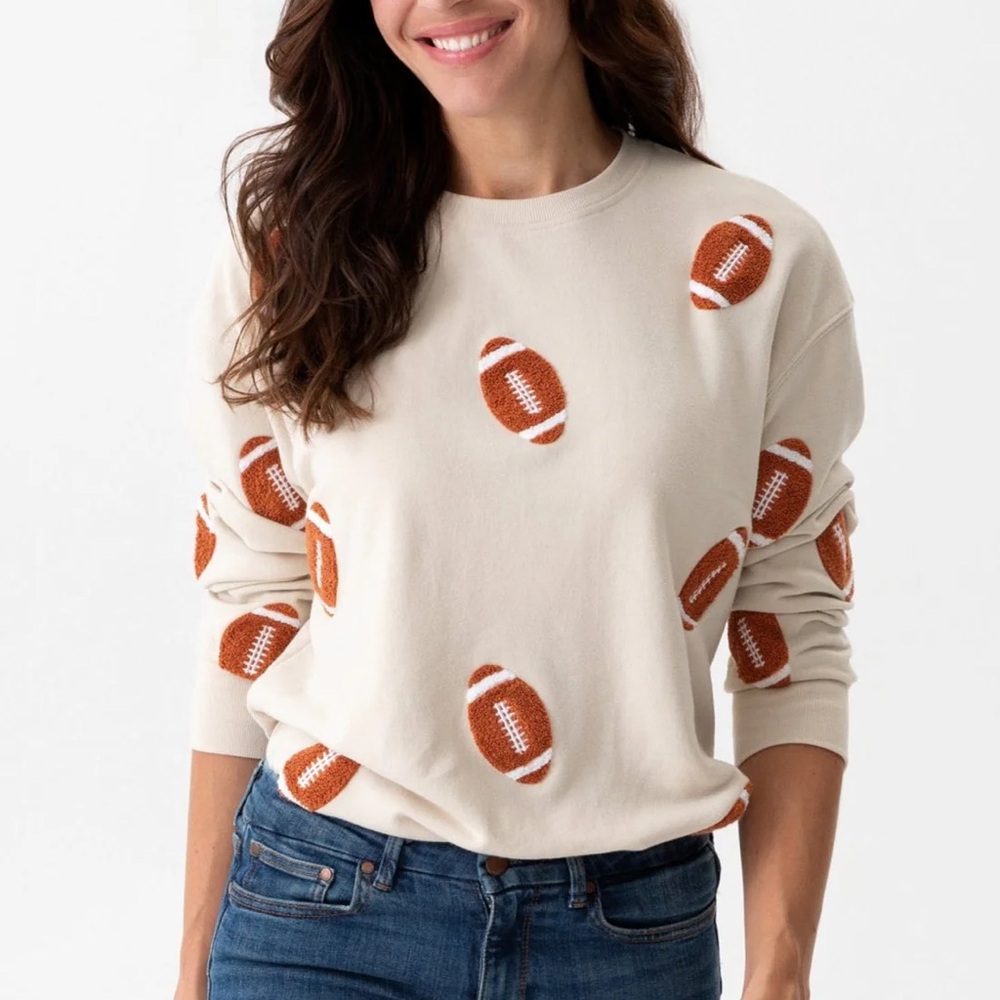 Shiraleah Football Sweatshirt in Putty Size Small